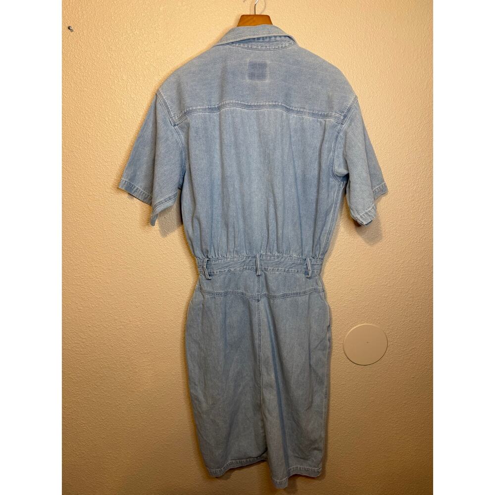 VTG AMI 90s Western Wear Med Wash Denim Short Sleeve Mini Dress Cotton Size 10 - Picture 4 of 15